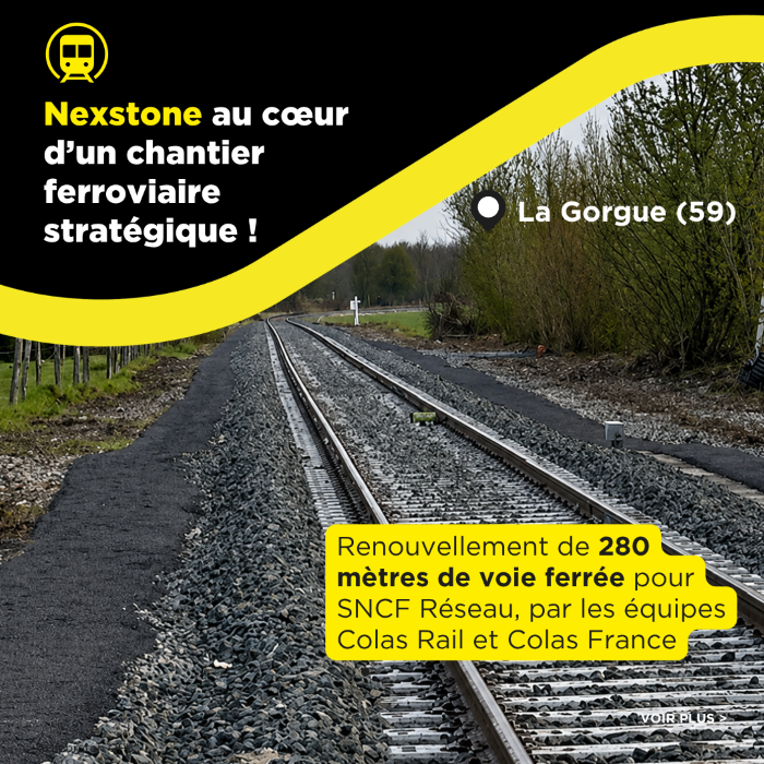 Chantier de renouvellement de voie ferrée à La Gorgue réalisé pour SNCF Réseau