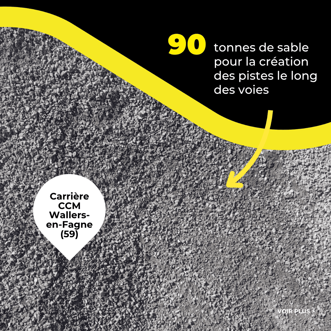 90 tonnes de sable pour la création des pistes le long des voies