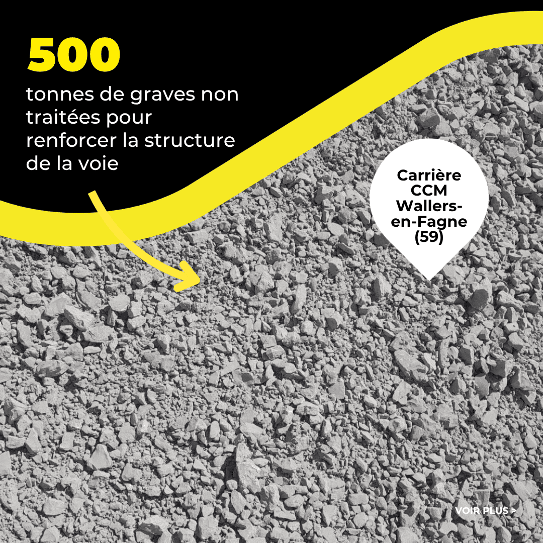 500 tonnes de graves non traitées pour renforcer la structure de la voie